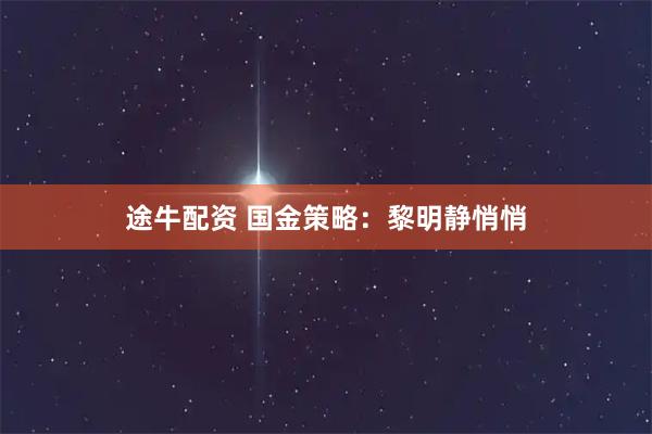 途牛配资 国金策略：黎明静悄悄