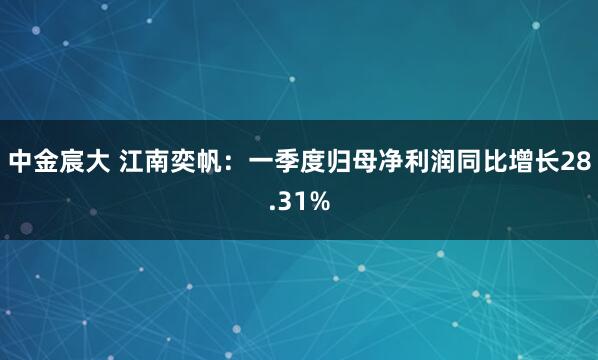 中金宸大 江南奕帆：一季度归母净利润同比增长28.31%