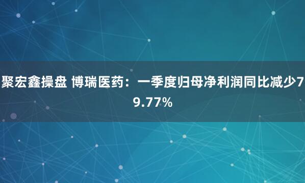聚宏鑫操盘 博瑞医药：一季度归母净利润同比减少79.77%