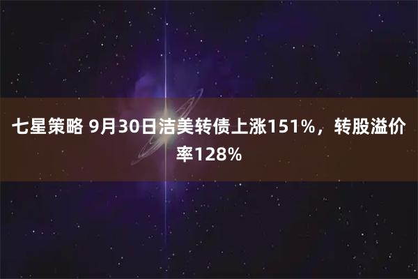 七星策略 9月30日洁美转债上涨151%，转股溢价率128%